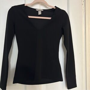 H&M Black Long Sleeve V-Neck Top
